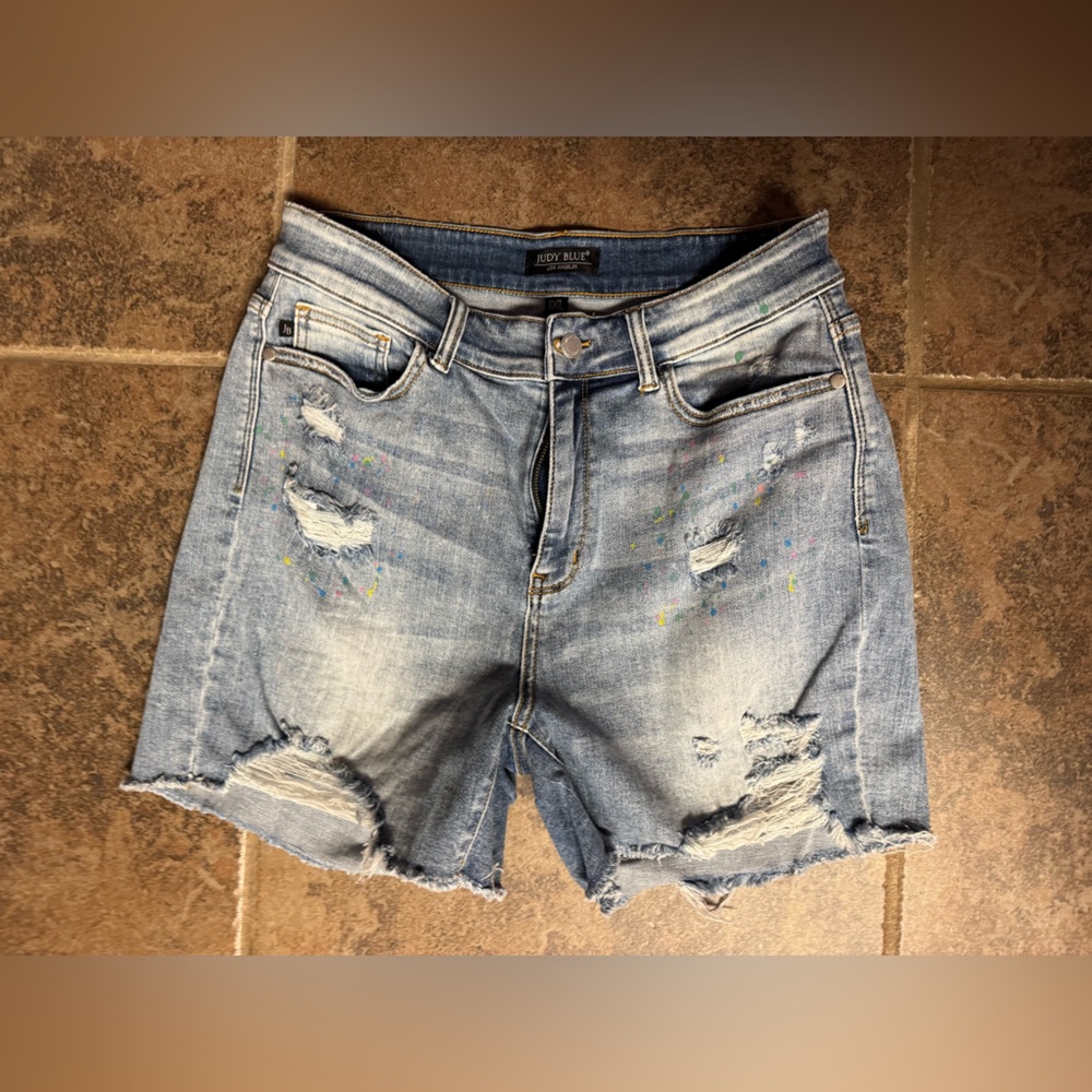 Judy Blue Women's Ripped Jean Shorts - Light Blue